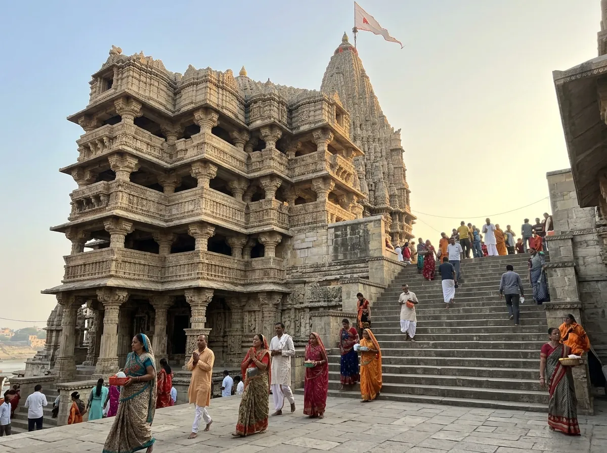 DWARKADHISH — DARSHAN HALL / DEVOTEES — supporting photo, first-hand preferred