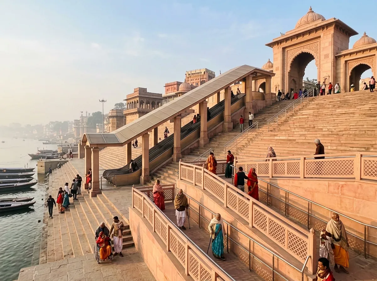 VARANASI WITH ELDERLY PARENTS — THE ACCESSIBILITY PICTURE, LABELLED — supporting photo for this section, first-hand preferred
